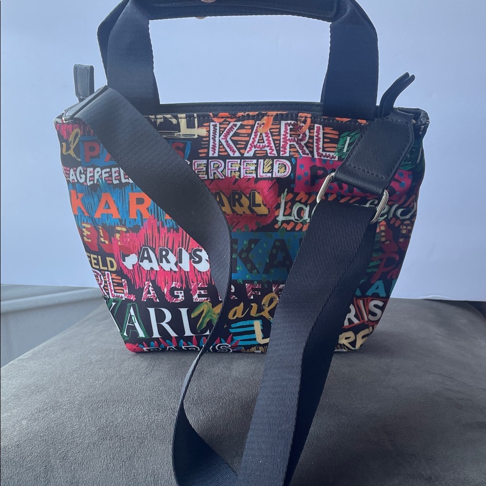 Karl Lagerfeld Colorful Graffiti Logo Print Mini Tote EUC - Picture 3 of 8